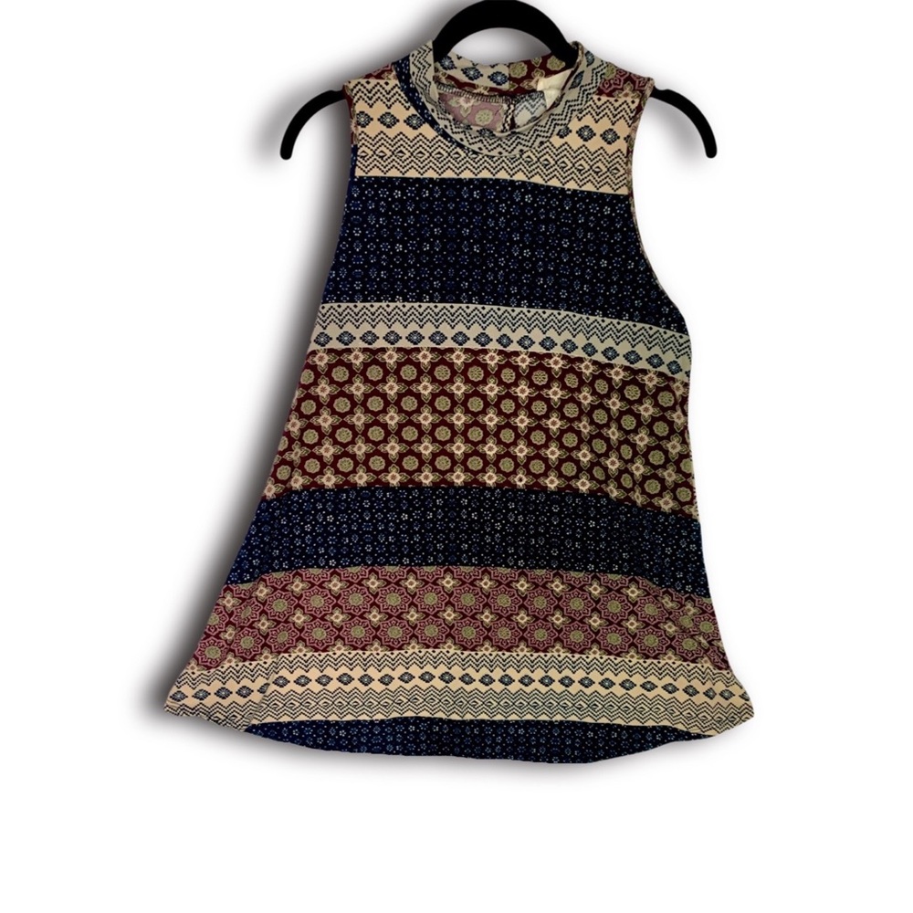 R2D Apparel Mock-Neck Bohemian Pattern Tank Top